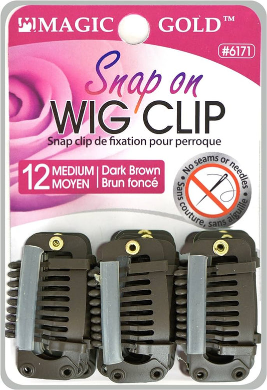Magic Gold Snap On Wig Clip 12 Medium | Dark Brown