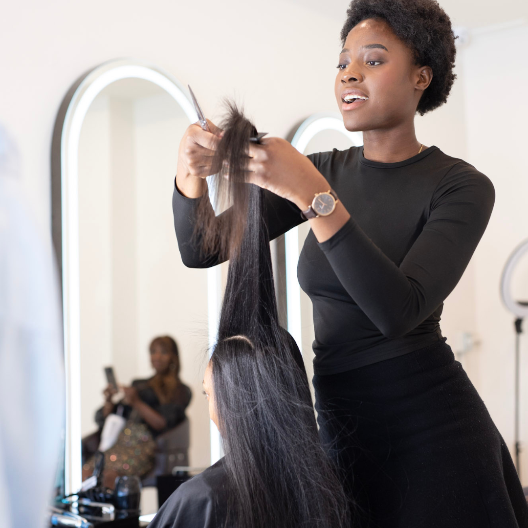 Woman having a hair cut