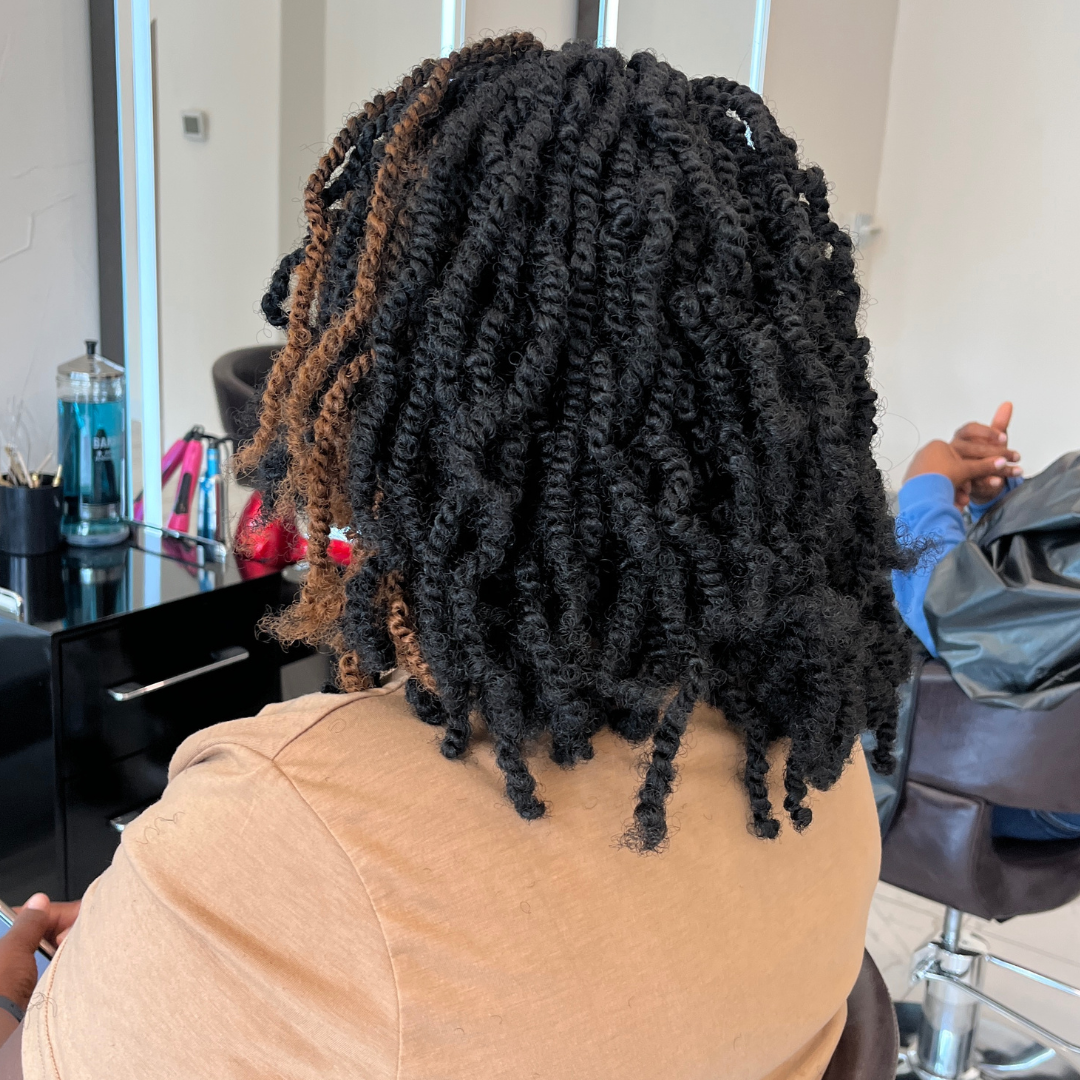 woman with curly black hair